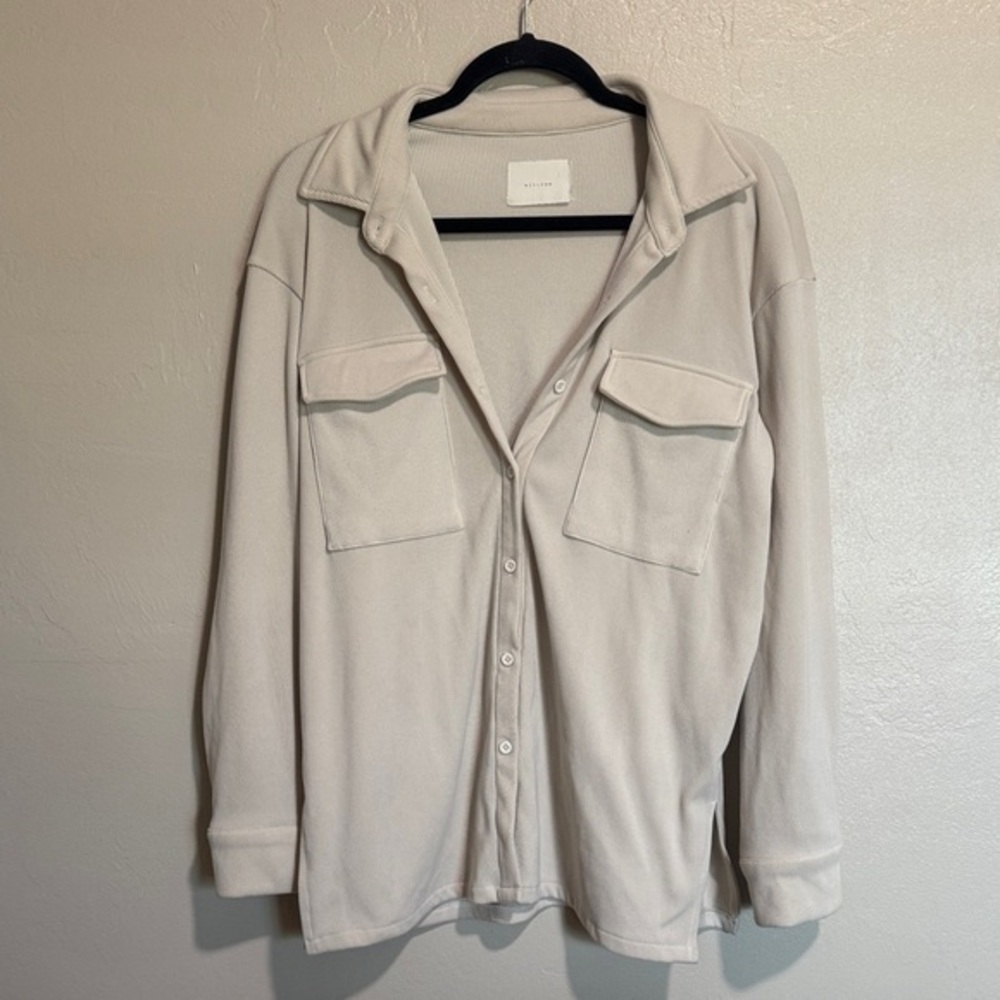 All:Row Cream Ribbed Shacket Medium
